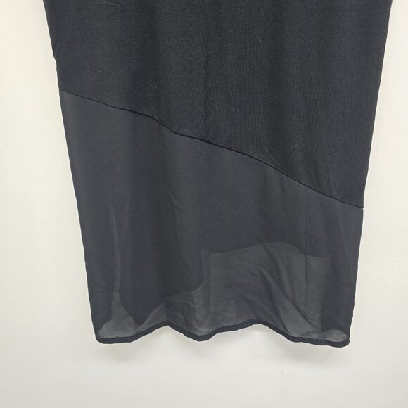 Chicos Assymetrical Tunic Blouse Top Size 1 (US M 8) Sheer Panel Stretch Black - Picture 7 of 12